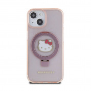 Hello Kitty IML Ringstand Glitter Kitty Head MagSafe Case - хибриден удароустойчив кейс с MagSafe за iPhone 15 (розов-прозрачен) 2