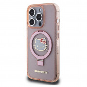 Hello Kitty IML Ringstand Glitter Kitty Head MagSafe Case - хибриден удароустойчив кейс с MagSafe за iPhone 15 Pro Max (розов-прозрачен) 1