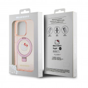 Hello Kitty IML Ringstand Glitter Kitty Head MagSafe Case - хибриден удароустойчив кейс с MagSafe за iPhone 15 Pro Max (розов-прозрачен) 6