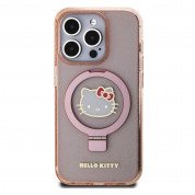 Hello Kitty IML Ringstand Glitter Kitty Head MagSafe Case - хибриден удароустойчив кейс с MagSafe за iPhone 15 Pro Max (розов-прозрачен) 2