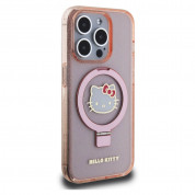 Hello Kitty IML Ringstand Glitter Kitty Head MagSafe Case - хибриден удароустойчив кейс с MagSafe за iPhone 15 Pro Max (розов-прозрачен) 3