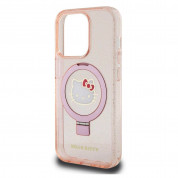 Hello Kitty IML Ringstand Glitter Kitty Head MagSafe Case - хибриден удароустойчив кейс с MagSafe за iPhone 15 Pro Max (розов-прозрачен) 4