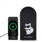Karl Lagerfeld Choupette NFT Aluminum Wireless Magsafe Charger 15W - дизайнерска двойна поставка (пад) за безжично зареждане за iPhone с Magsafe и Qi съвместими мобилни устройства (черен) 1