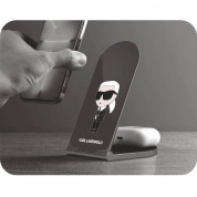 Karl Lagerfeld Ikonic NFT Aluminum Wireless Magsafe Charger 15W - дизайнерска двойна поставка (пад) за безжично зареждане за iPhone с Magsafe и Qi съвместими мобилни устройства (черен) 5