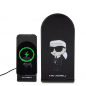 Karl Lagerfeld Ikonic NFT Aluminum Wireless Magsafe Charger 15W - дизайнерска двойна поставка (пад) за безжично зареждане за iPhone с Magsafe и Qi съвместими мобилни устройства (черен) 1