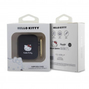 Hello Kitty AirPods Liquid Silicone 3D Kitty Head Logo Case - силиконов калъф с карабинер за Apple AirPods и Apple AirPods 2 (черен) 2