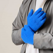 HR Braided Gloves with cut-outs for fingers - плетени зимни ръкавици с изрязани отвори за тъч екрани (син) 2