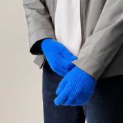 HR Braided Gloves with cut-outs for fingers - плетени зимни ръкавици с изрязани отвори за тъч екрани (син) 1