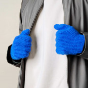 HR Braided Gloves with cut-outs for fingers - плетени зимни ръкавици с изрязани отвори за тъч екрани (син) 3
