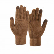 HR Braided Gloves - плетени зимни ръкавици за тъч екрани (кафяв)