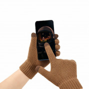 HR Braided Gloves - плетени зимни ръкавици за тъч екрани (кафяв) 2