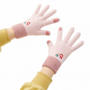 HR Women Braided Gloves - плетени зимни ръкавици за тъч екрани (розов)