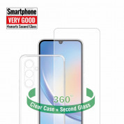 4smarts 360° Starter Set - тънък силиконов кейс и стъклено защитно покритие за дисплея на Samsung Galaxy S23 FE (прозрачен)