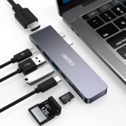 Choetech 7in1 USB-C Multiport Adapter Hub - мултифункционален хъб за свързване на допълнителна периферия за MacBook Pro (тъмносив) 1