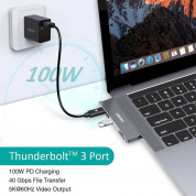 Choetech 7in1 USB-C Multiport Adapter Hub - мултифункционален хъб за свързване на допълнителна периферия за MacBook Pro (тъмносив) 6
