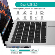 Choetech 7in1 USB-C Multiport Adapter Hub - мултифункционален хъб за свързване на допълнителна периферия за MacBook Pro (тъмносив) 3