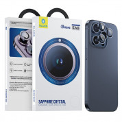 Blueo Sapphire Crystal Stainless Steel Camera Lens Protector - предпазни сапфирени лещи за камерата на iPhone 15 Pro (син)