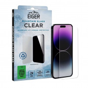 Eiger Mountain Glass Tempered Glass Screen Protector - калено стъклено защитно покритие за дисплея на iPhone 15 Plus, iPhone 15 Pro Max (прозрачен)
