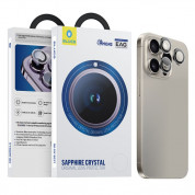 Blueo Sapphire Crystal Stainless Steel Camera Lens Protector - предпазни сапфирени лещи за камерата на iPhone 15 Pro (тъмносив)