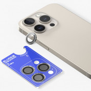 Blueo Sapphire Crystal Stainless Steel Camera Lens Protector - предпазни сапфирени лещи за камерата на iPhone 15 Pro (тъмносив) 1