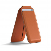 Satechi Vegan-Leather Magnetic Wallet Stand - кожен портфейл (джоб) с вградена поставка за прикрепяне към iPhone с MagSafe (оранжев)