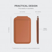 Satechi Vegan-Leather Magnetic Wallet Stand - кожен портфейл (джоб) с вградена поставка за прикрепяне към iPhone с MagSafe (оранжев) 1