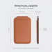 Satechi Vegan-Leather Magnetic Wallet Stand - кожен портфейл (джоб) с вградена поставка за прикрепяне към iPhone с MagSafe (оранжев) 2