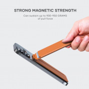 Satechi Vegan-Leather Magnetic Wallet Stand - кожен портфейл (джоб) с вградена поставка за прикрепяне към iPhone с MagSafe (оранжев) 4