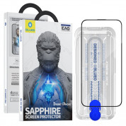 Blueo Sapphire Screen Protector With Applicator - защитно покритие от сапфирено стъкло за дисплея на iPhone 15 Pro (черен-прозрачен) 2
