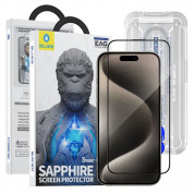 Blueo Sapphire Screen Protector With Applicator - защитно покритие от сапфирено стъкло за дисплея на iPhone 15 Pro (черен-прозрачен)