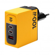 Tactical Nett Warrior GaN Wall Charger 100W with USB-A and 2xUSB-C Ports (yellow)