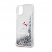 Hello Kitty Liquid Glitter Electroplating Head Logo Case - дизайнерски кейс с висока защита за iPhone 11 (прозрачен-сребрист) 4