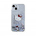 Hello Kitty Liquid Glitter Electroplating Head Logo Case - дизайнерски кейс с висока защита за iPhone 15 (прозрачен-сребрист) 3