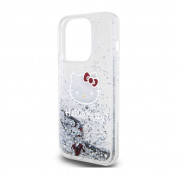 Hello Kitty Liquid Glitter Electroplating Head Logo Case - дизайнерски кейс с висока защита за iPhone 15 Pro (прозрачен-сребрист) 4