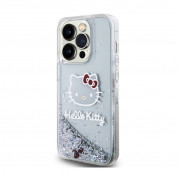 Hello Kitty Liquid Glitter Electroplating Head Logo Case - дизайнерски кейс с висока защита за iPhone 15 Pro (прозрачен-сребрист) 1