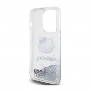 Hello Kitty Liquid Glitter Electroplating Head Logo Case - дизайнерски кейс с висока защита за iPhone 15 Pro (прозрачен-сребрист) 5