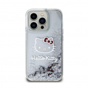 Hello Kitty Liquid Glitter Electroplating Head Logo Case - дизайнерски кейс с висока защита за iPhone 15 Pro (прозрачен-сребрист) 2