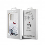 Hello Kitty Liquid Glitter Electroplating Head Logo Case - дизайнерски кейс с висока защита за iPhone 15 Pro (прозрачен-сребрист) 6