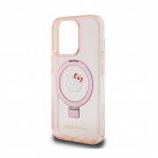 Hello Kitty IML Ringstand Glitter Kitty Head MagSafe Case - хибриден удароустойчив кейс с MagSafe за iPhone 15 (розов-прозрачен) 4