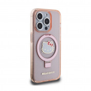 Hello Kitty IML Ringstand Glitter Kitty Head MagSafe Case - хибриден удароустойчив кейс с MagSafe за iPhone 15 (розов-прозрачен) 3