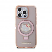 Hello Kitty IML Ringstand Glitter Kitty Head MagSafe Case - хибриден удароустойчив кейс с MagSafe за iPhone 15 (розов-прозрачен) 2