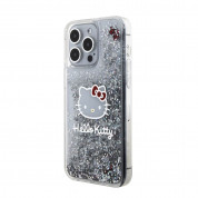 Hello Kitty Liquid Glitter Electroplating Head Logo Case - дизайнерски кейс с висока защита за iPhone 15 Pro Max (прозрачен-сребрист) 1