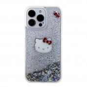Hello Kitty Liquid Glitter Electroplating Head Logo Case - дизайнерски кейс с висока защита за iPhone 15 Pro Max (прозрачен-сребрист) 2