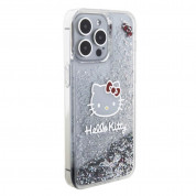 Hello Kitty Liquid Glitter Electroplating Head Logo Case - дизайнерски кейс с висока защита за iPhone 15 Pro Max (прозрачен-сребрист) 3