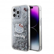 Hello Kitty Liquid Glitter Electroplating Head Logo Case - дизайнерски кейс с висока защита за iPhone 15 Pro Max (прозрачен-сребрист)