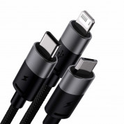 Baseus StarSpeed 3-in-1 USB-A Cable (CAXS000001) - универсален USB-A кабел с Lightning, microUSB и USB-C конектори (120 см) (черен) 1
