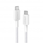 Anker 322 USB-C to USB-C Cable 60W - кабел с въжена оплетка и бързо зареждане за устройства с USB-C порт (90 см) (бял) 1