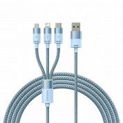 Baseus StarSpeed 3-in-1 USB-A Cable (CAXS000017) - универсален USB-A кабел с Lightning, microUSB и USB-C конектори (120 см) (син)