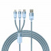 Baseus StarSpeed 3-in-1 USB-A Cable (CAXS000017) - универсален USB-A кабел с Lightning, microUSB и USB-C конектори (120 см) (син) 1