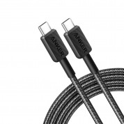 Anker 322 USB-C to USB-C Cable 60W - кабел с въжена оплетка и бързо зареждане за устройства с USB-C порт (90 см) (черен)